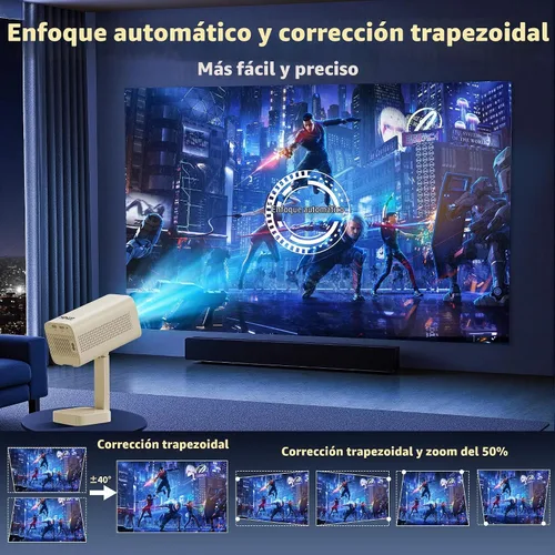 Vista 7 de Mini proyector 1920*1280P HD Smart Projector con Wifi y BT incorporado App