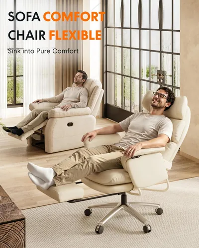 Vista 6 de FLEXISPOT HC4-Pro - Silla de oficina reclinable con nivel infinito de 90 Beige