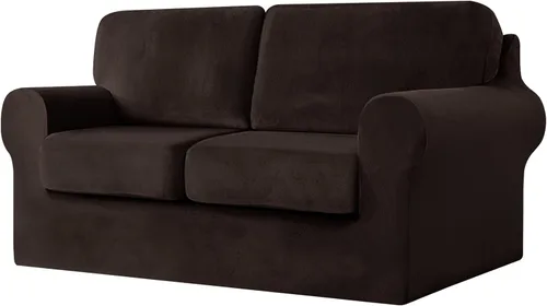 Vista 83 de UNBBRRL Fundas de sofá de 3 piezas para sofá, funda de terciopelo elástico para sillón con 1 funda de cojín de asiento y 1 funda de respaldo