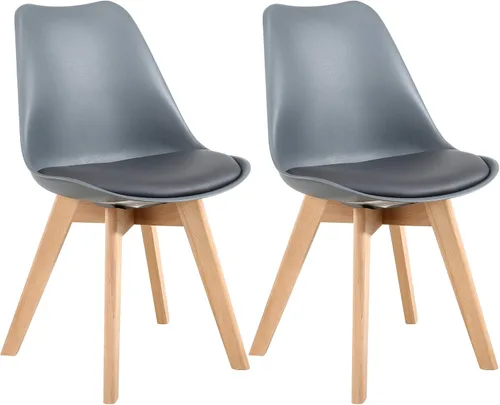 Vista 17 de LSSBOUGHT Sillas de comedor modernas de mediados de siglo con patas de Negro