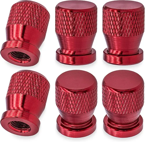 Vista 68 de 4 piezas de tapas de vástago de válvula de neumático de automóvil, tapas de válvula de aire de neumático a prueba de fugas de aleación de aluminio