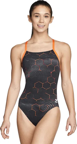 Vista 6 de Speedo Traje de baño de una pieza para niñas Endurance+ Flyback - colores de equipo sólidos para jóvenes Negro/Negro