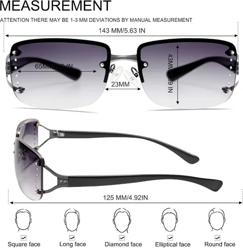 Vista 5 de VANLINKER Elegantes lentes de sol rectangulares sin marco para mujer