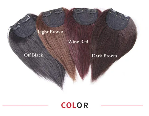 Vista 4 de 2 clips en la parte superior de cabello humano con cierre de peluca para cabello fino de 10 pulgadas para mujer (marrón oscuro)