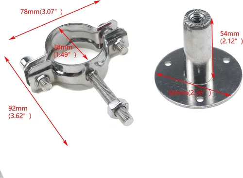 Vista 2 de Quluxe 2 soportes de tubo de montaje en pared de acero inoxidable para montaje en techo, soporte de tubo ajustable para tubo de 1-1/2 pulgadas