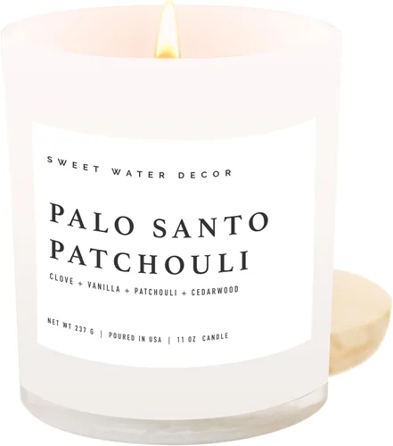 Vista 26 de Sweet Water Decor - Vela de soja Cashmere and Vanilla, aroma cachemira suave, sándalo, jazmín y vainilla, frasco blanco de 11 onzas + tapa