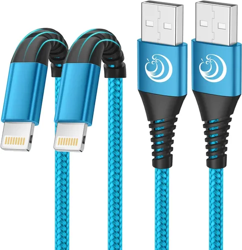 Vista 14 de Aioneus Cable de carga para iPhone de 3 pies, paquete de 3 cables Lightning con certificación MFi, cable de carga rápida de nailon trenzado