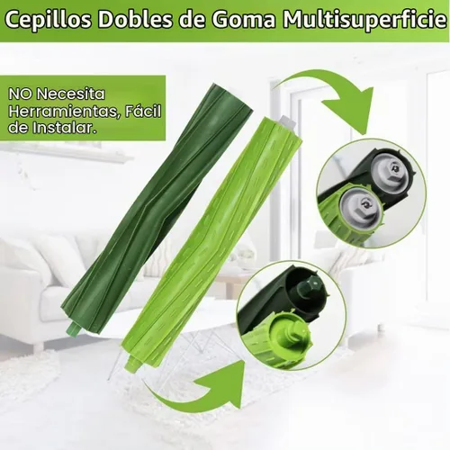 Vista 2 de 2 juegos de piezas de repuesto de cepillos de rodillo, piezas de repuesto compatibles con iRobot Roomba I, E y J Series i3 i3+ i7 i7+ i4 i4+ i6 i6+