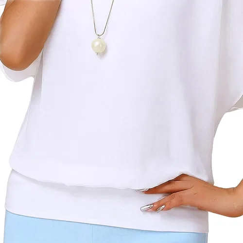 Vista 5 de Neineiwu Blusa holgada de gasa de manga corta para mujer