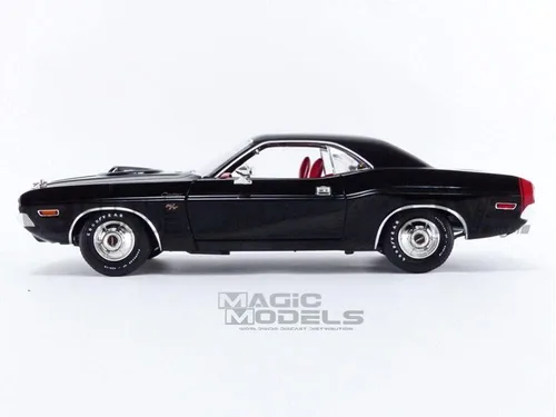 Vista 3 de 1:18 1970 Dodge Challenger R/T 440 - Paquete de 6 unidades, negro con rojo Greenlight