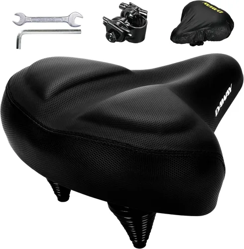 Vista 8 de DAWAY C40 Asiento de bicicleta ultra cómodo de gran tamaño, acolchado de espuma viscoelástica, asiento de bicicleta extra ancho, cojín ergonómico