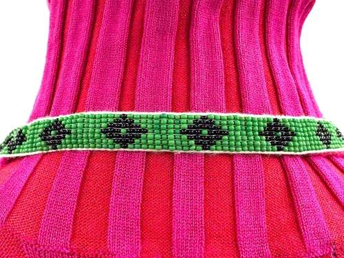 Vista 4 de Collar largo con cuentas de estilo tribal nativo para mujer, hecho a mano
