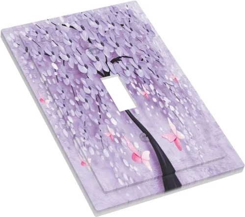 Vista 3 de Cubierta para Interruptor de Luz Árbol Morado 3D de 1 Gang Cubierta de Placa de Pared Cubiertas de Tomacorriente de Palanca Individual Placa