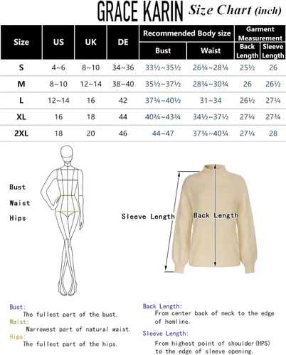 Vista 6 de GRACE KARIN Women's 2023 Fall Pullover Sweater Dropped Long Sleeve Mock Neck Casual Oversized Chunky Knit Cozy Jumper Tops