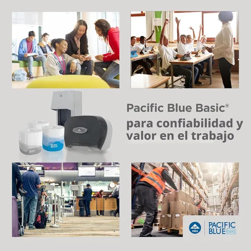 Vista 9 de Papel higiénico Pacific Blue Basic de 1 capa (anteriormente con la marca Envision), 14448/01, 1,500 hojas por rollo, 48 rollos por caja
