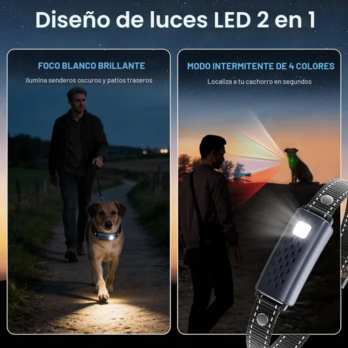 Vista 3 de Collar de entrenamiento para perros – Collar de entrenamiento para perros de 4000 pies con control remoto impermeable, collar electrónico con luz