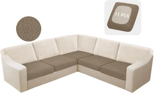 Vista 17 de HDCAXKJ - Fundas impermeables para cojín de sofá modular, fundas elásticas para cojín de sofá de esquina, fundas protectoras de muebles de jacquard