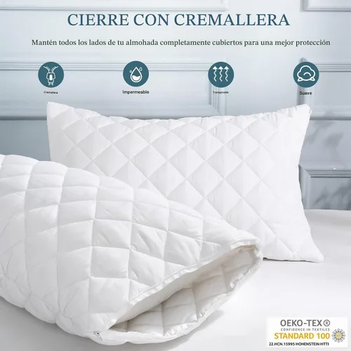 Vista 2 de UNILIBRA - Protector de almohada impermeable acolchado tamaño estándar (21 x 27 pulgadas)