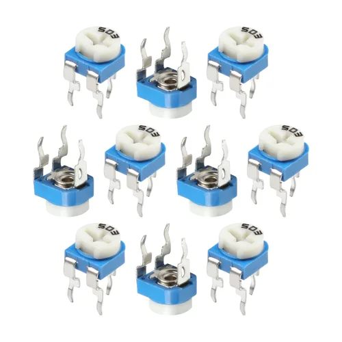 Vista 15 de Fielect 20 Potenciómetros de recortadora multigiro de 100R Ohm Potenciómetros de resistencia variable de 3 pines, 3296W-101