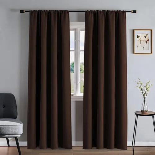Vista 21 de Cortinas 100% opacas para sala de estar, juego de 2 paneles de 96 pulgadas, bloqueo de luz, pestaña trasera y bolsillo para barra, cortinas