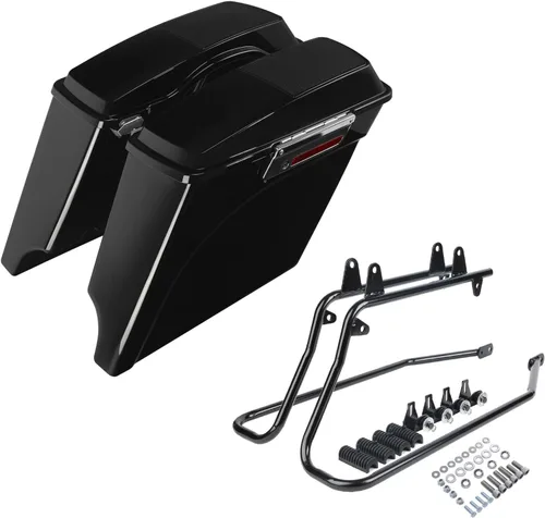 Vista 23 de Kit de soporte de conversión para alforjas extendidas de 4" TCMT, compatible con Harley Heritage Softail Fatboy FLSTF Breakout 1984-2017, negro