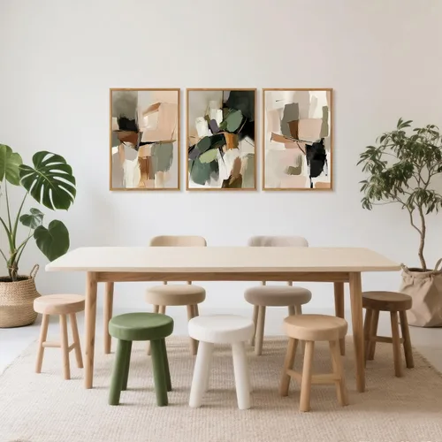 Vista 5 de CHDITB Juego de arte abstracto en lienzo enmarcado moderno para pared, ilustraciones contemporáneas para decoración del hogar, pintura de pared