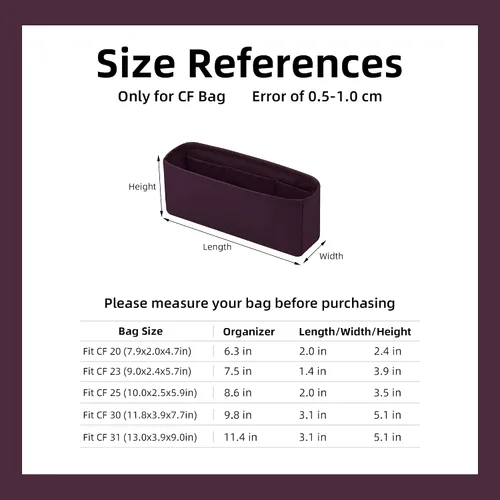 Vista 3 de DGAZ Organizador de bolso personalizado o inserto de almohada para bolsas Chanel CF, organizador de bolsas suave y sedoso, bolso de lujo y moldeador