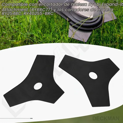 Vista 2 de AC04105 - Juego de 2 cuchillas de repuesto de acero reversible de 8 pulgadas para corte de cepillo Tri-Arc compatibles con Ryobi para Mdoels