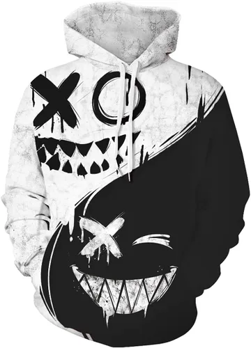 Vista 8 de Chaos World Sudadera con Capucha Novedosa para Hombre de Manga Larga con Estampado Gráfico Divertido en 3D Suéter Pullover 1 negro y rojo.