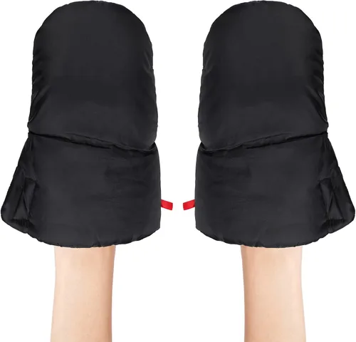 Vista 2 de 1 par de manguitos de mano para cochecito gruesos, impermeables, cálidos, carritos, compatibles con manguitos de mano, accesorios para cochecito