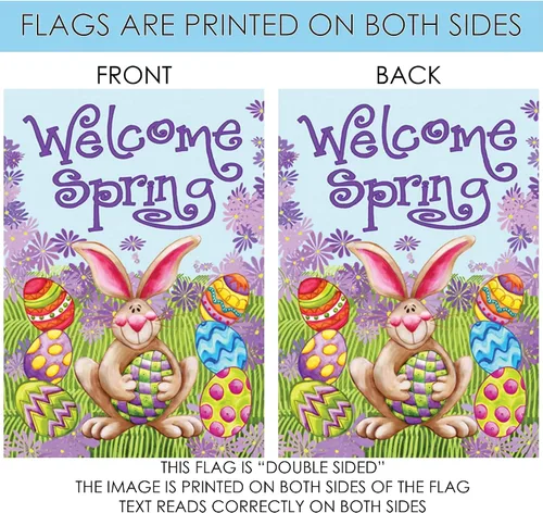 Vista 4 de Toland Home Garden 101174 - Bandera de Pascua de primavera de bienvenida de 28 x 40 pulgadas, bandera de jardín de Pascua de doble cara para casa al