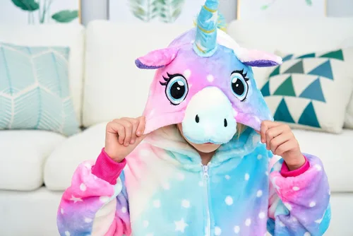Vista 5 de Pijama unisex de una pieza de unicornio para niñas, disfraz de Halloween, cosplay, ropa de dormir