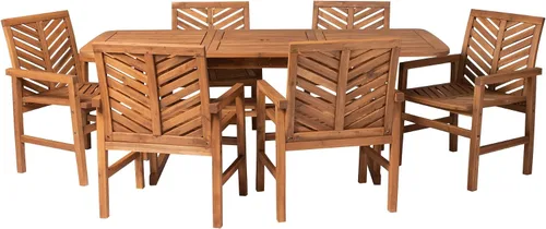 Vista 2 de Walker Edison Furniture Company - Mesa auxiliar rectangular para terraza al aire libre, madera de Chevron para todo tipo de clima, para Marrón