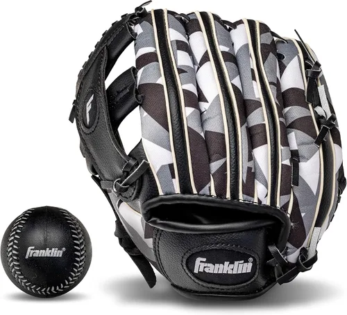 Vista 14 de Franklin Sports Juego de guantes de teeball + pelota para niños Negro