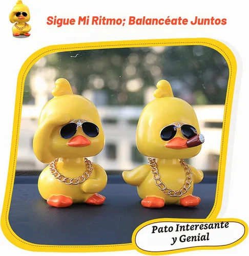 Vista 6 de wonuu Lindos adornos de pato amarillo para coche, decoraciones de tablero de instrumentos de coche, muñeca de cabeza sacudida De pie y de pie
