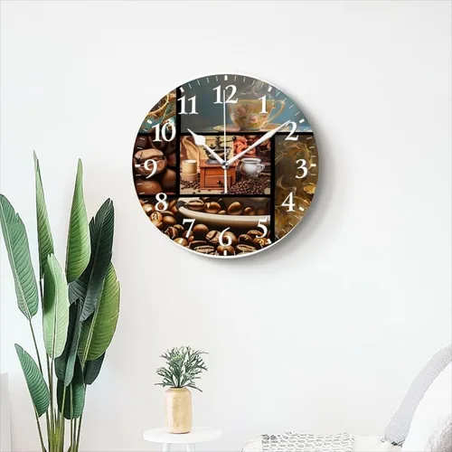 Vista 7 de Reloj de pared con movimiento de barrido sin tictac, funciona con pilas, relojes de pared analógicos decorativos para dormitorio, oficina, sala