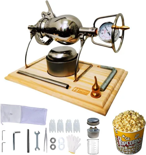 Vista 10 de Máquina de palomitas de maíz, máquina de palomitas de maíz, cañón de palomitas de maíz de mano de acero inoxidable 304, máquina de palomitas de maíz