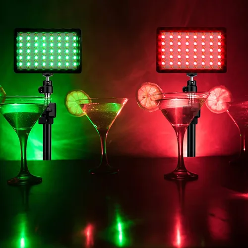 Vista 8 de Paquete de 2 luces LED RGB para video con soporte de trípode ajustable/filtros blancos, kit de iluminación de videoconferencia USB regulable de 2500