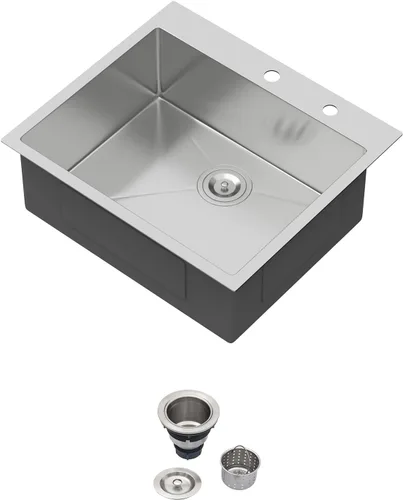 Vista 40 de Fregadero de cocina para exteriores 15 x 15 pulgadas, fregadero de bar de 15 x 15 pulgadas, fregaderos de cocina de acero inoxidable de calibre 16