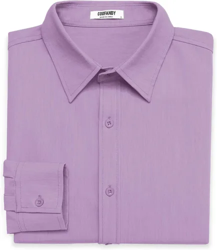 Vista 21 de COOFANDY Camisa de vestir casual de mezclilla con botones y manga larga para hombre