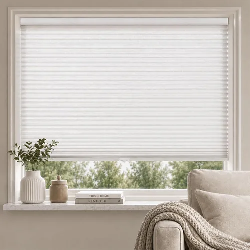 Vista 12 de MYshade CEL19BE36C - Persianas sin cordones y celulares para ventanas interiores con filtro de luz de 1.5 pulgadas de celda de nido de abeja, tela