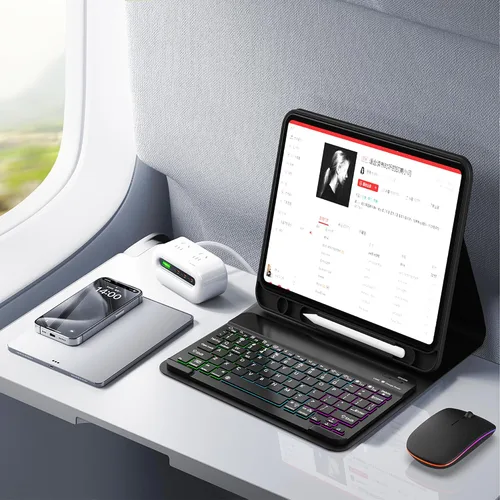 Vista 7 de Funda de teclado para Samsung Galaxy Tab A9+ Plus 2023/A11+ Plus 2025 de 10.9 pulgadas, incluye mouse y teclado magnético con retroiluminación Negro