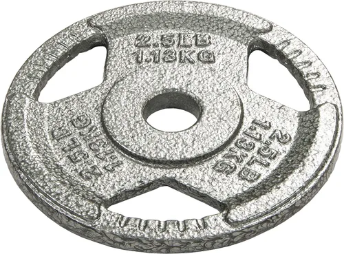 Vista 2 de Signature Fitness Placa de peso de hierro fundido para entrenamiento de fuerza y levantamiento de pesas, centro de 1 pulgada, 2.5 libras (juego de 4)