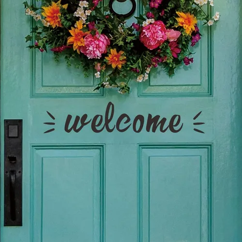 Vista 4 de 2 hojas de calcomanías de bienvenida – Calcomanías de vinilo para puerta delantera, cartas de bienvenida, entrada, oficina, dormitorio y puertas