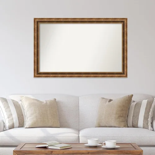 Vista 387 de Amanti Art Espejo de pared personalizado no biselado (25 x 25 pulgadas), marco de bronce acentuado, varios tamaños personalizados, espejo de baño