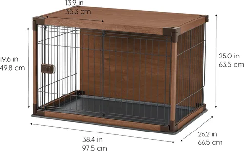 Vista 2 de IRIS USA Jaula Moderna de Madera para Perros – Elegante Perrera de Interior Estilo Mueble y Mesa Auxiliar para Perros Pequeños a Medianos, Jaula