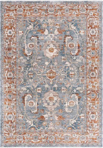 Vista 11 de SAFAVIEH Heirloom Collection - Alfombra de área de 4 x 6 pies, color azul/óxido, diseño geométrico, antideslizante, ideal para zonas de alto tráfico