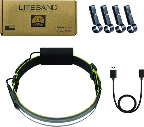 Vista 5 de Liteband PRO - Linterna frontal personal ajustable de haz ancho serie 1000, iluminación de 210°, funciona con pilas, se adapta a cascos y cascos