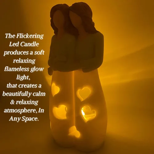 Vista 4 de OakiWay Regalos para mamá de hija, hermanas, para mujeres, portavelas con vela LED parpadeante, mamá e hija, regalos de amistad para mujeres