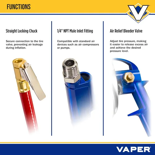 Vista 4 de Titan Tools Vaper 19344 - Inflador de neumáticos y medidor de esfera